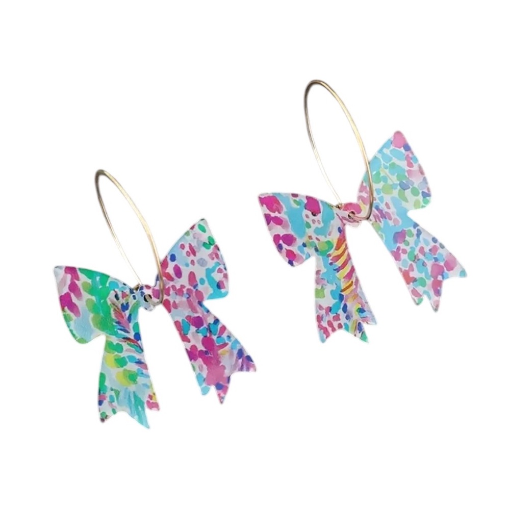 Colorful Bow Hoop Earrings